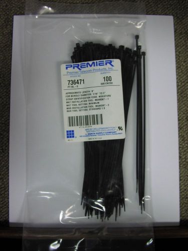 500 (5 100 PACKS) CABLE TIES, MINIATURE, 8&#034;, BLACK, 18 LB, 1/16 -2&#034; BUNDLE, USA