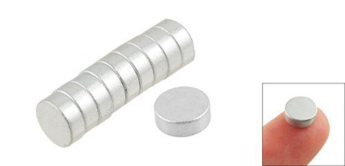 Silver Tone 8mm x 3mm Rare Earth Neodymium Strong Magnet 10 Pcs