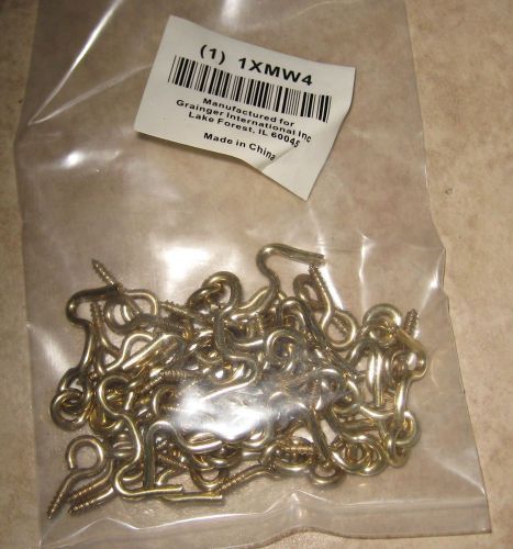 Battalion 1XMW4 -  20 Brass plated steel Hooks and Eyes 1&#034; L-Screen door hooks