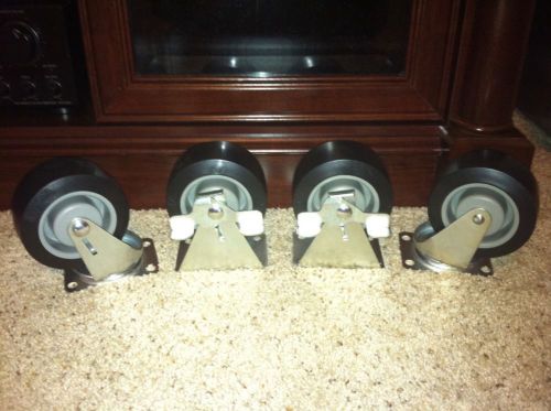 4&#034; caster set. 2 swivel 2 rigid with break craftsman/ mac/ snapon/ husky/toolbox for sale