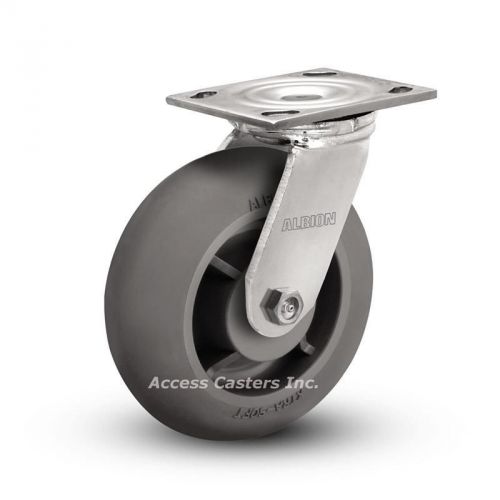 16XR06201S 6&#034; x 2&#034; Albion Swivel Plate Caster, TPR Wheel, 600 lbs Capacity