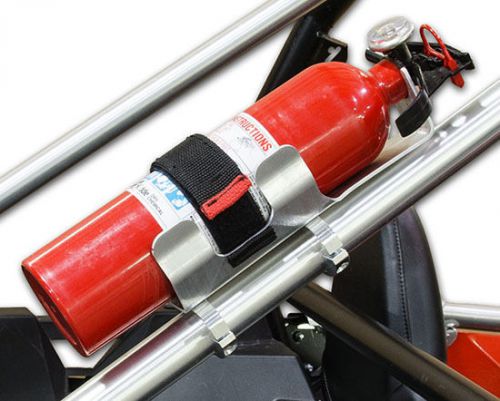 Fire extinguisher mount w/ billet clamps &amp; quick release velcro strap for sale