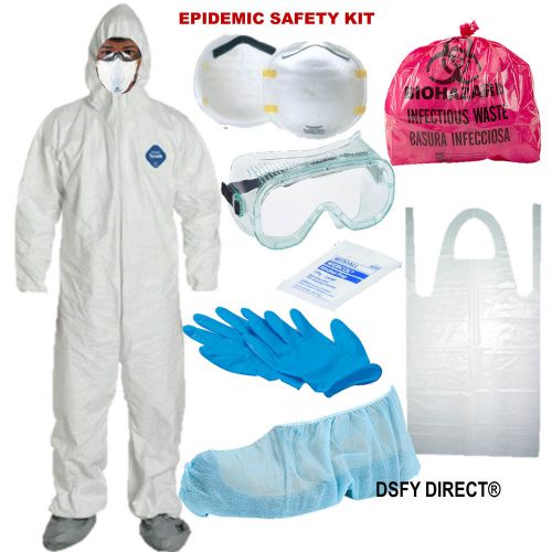 TYVEK CHEMICAL HAZMAT SUIT LARGE WHITE NEW SIZE L SAFETY BUG OUT SURVIVAL KIT