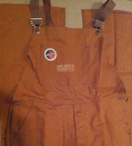 Bib overalls welder&#039;s wear by stanco w670 100% cotton size medium brown new for sale