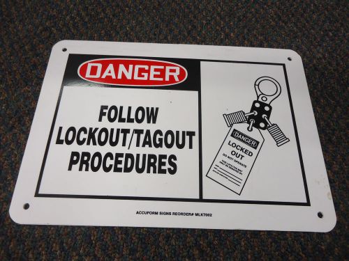 &#034;danger sign follow lockout  /tag out procedures&#034; hard plastic hanging sign for sale