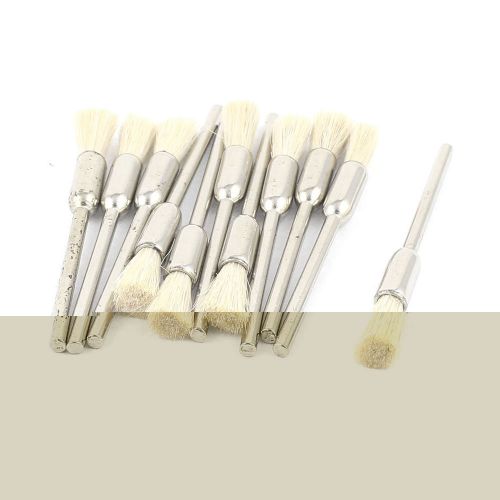 2.3mm 2/32&#034; Shank White Bristle Pen Shape Brushes Polishing Tool 11 Pieces