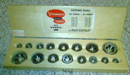 Vermont Tool Company Die set (16 piece) N.C. &amp; N.F Thread  1/4 to 3/4