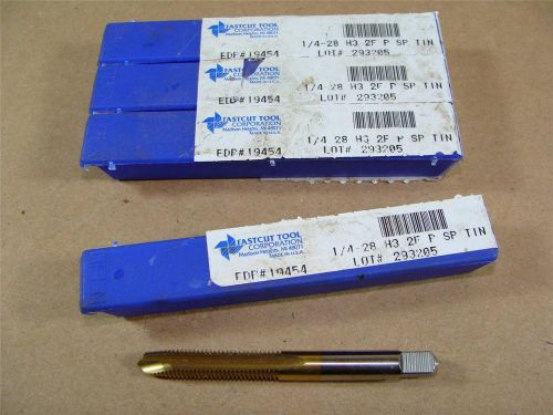 (4) FASTCUT USA 1/4-28 H3 2 FLUTE SPIRAL POINT TiN TITANIUM NITRIDE COATED TAPS