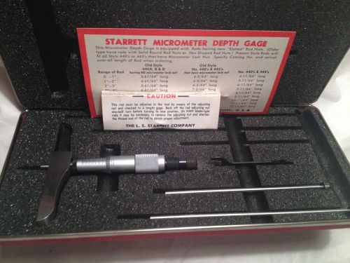 MACHINIST LATHE TOOL STARRETT MICROMETER DEPTH GAGE #443 NICE IN ORIGINAL BOX