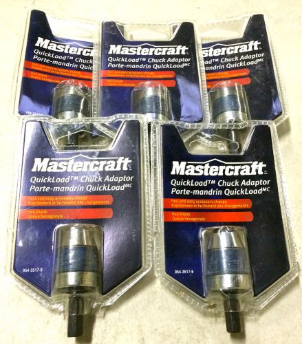 5 NEW MASTERCRAFT 1/4&#034; HEX SHANK QUICKLOAD CHUCK ADAPTORS