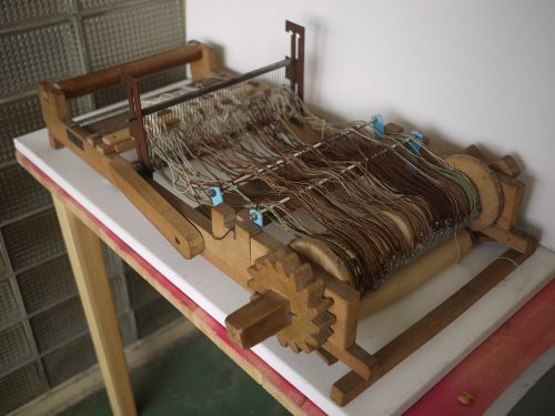 Vintage Hand Operated Wooden Carpet Weaving Machine
