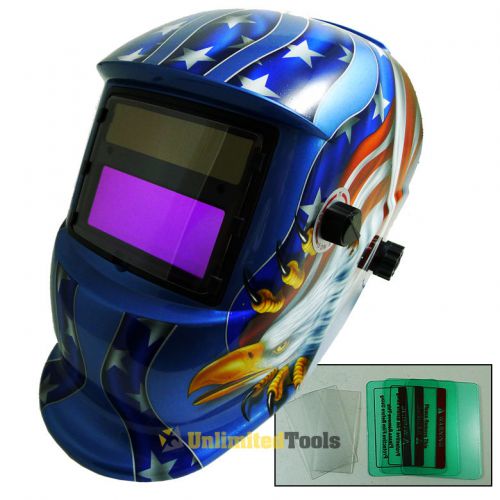 Solar auto darkening welding helmet ansi ce arc tig american eagle glossy 4 lens for sale