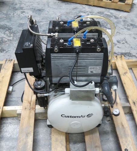 Jun-air custom air dual head 1.2 hp (2x.6) oilless dental air compressor 2xof302 for sale