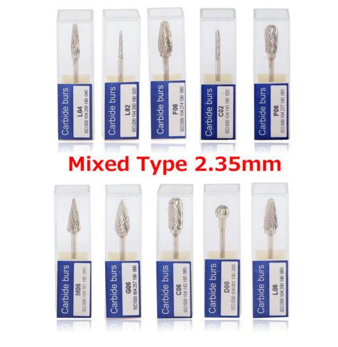 10 PCS Polishing Tips Dental Tungsten Carbide Burs 2.35mm For Polisher Handpiece