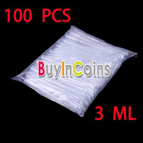 100Pcs Plastic Disposable 3ML Graduated Transfer Pipettes Eye Dropper Home Use