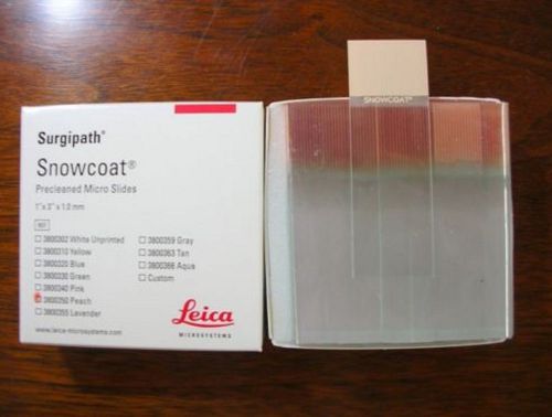 Leica 1 mm surgipath snowcoat micro slides 3800350 peach 10 gross qty 1440 for sale