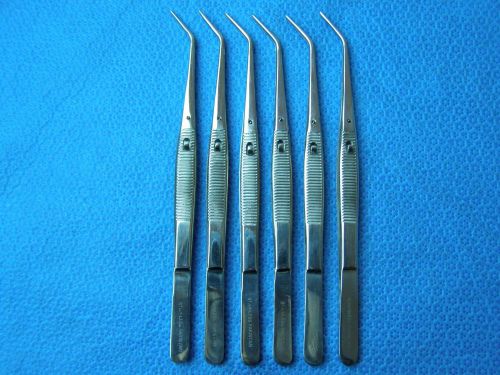 Lot of 6-colege dental tweezer 6&#034; angled with lock,ear forceps veterinary for sale