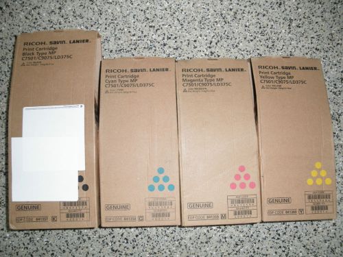 Genuine Ricoh Savin Lanier Set MP C7501/C9075/LD375C 841357 841358 841359 841360