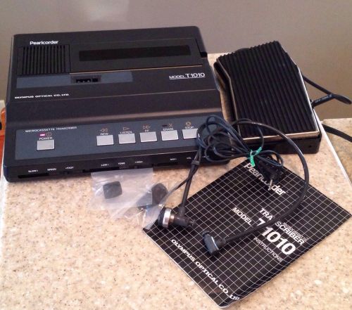 OLYMPUS PEARLCORDER T1010 MICROCASSETTE TRANSCRIBER FOOT SWITCH &amp; ACCESSORIES