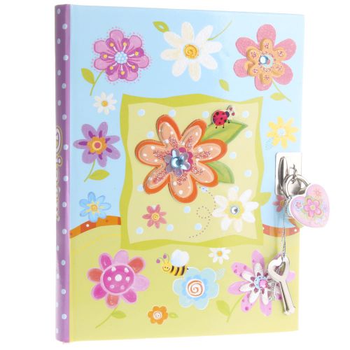 Hot Focus Girl&#039;s Multicolor Crazy Daisy Lined Diary Notebook w/ Lock &amp; Keys