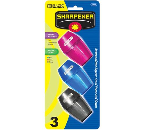 BAZIC Single Hole Sharpener w/ Receptacle (3/pack), Case of 144