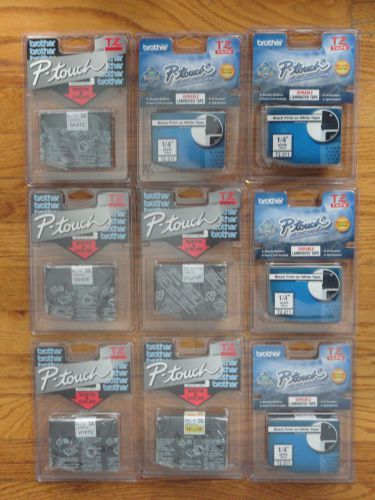 Lot of 9 assorted brother p-touch tz laminated tape- tz651, tz131, tz211 for sale