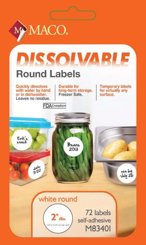 BTGO Amazing Dissolvable Labels 2&#034; Round White 72Labels M83401