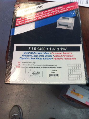 Labelblank Label Blank Z-lo Z-L0 1 1/4&#034; X 1 5/8&#034; White Labels 100 Sheets 3600 La