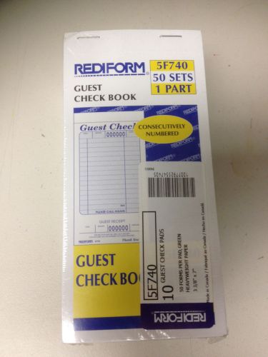 NIP REDIFORM RESTAURANT GUEST CHECK PADS 5F740, 10 BOOKS @ 50 FORMS, 3-3/8&#034; x 7&#034;