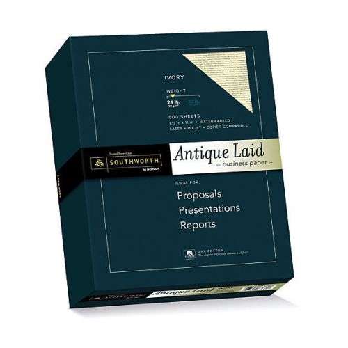 Southworth® Antique Laid 25% Cotton Paper , 8.5&#034; x 11&#034;, 24 Lb, Ivory, Box Of 500