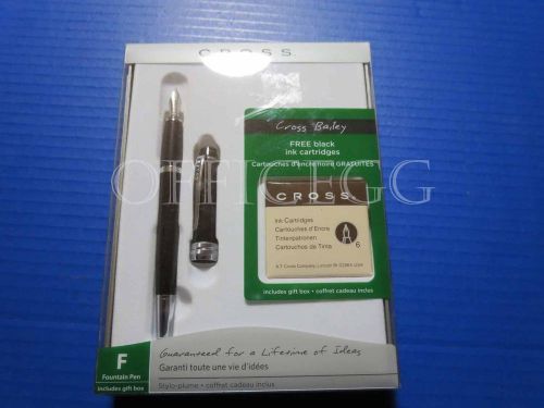 Cross Bailey Fountain Pen, Medium Point, 1.0 mm, Black Barrel, Black Ink