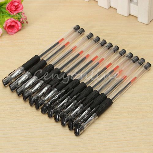 12Pcs Box 0.5mm Black Gel Ink Rollerball Ballpoint Pen Stationery Office School