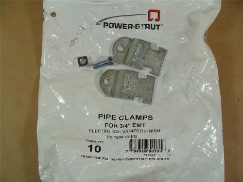 BAG OF (10) POWER-STRUT PS1000 3/4 EG PIPE CLAMPS FOR 3/4&#034; EMT CONDUIT UNI-STRUT