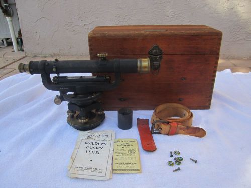 VINTAGE DAVID WHITE CO. TRANSIT SURVEYING INSTRUMENT WITH WOOD BOX, ETC #51435 .