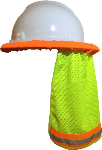 4 PCS SAFETY HARD HAT NECK SHIELD / HELMET SUN SHADE HI VIS REFLECTIVE STRIPE YL