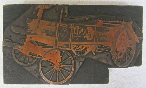 Vtg LITCHFIELD GRAND MANURE SPREADER WAGON COPPER Print Block Type John Deere