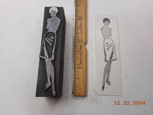 Letterpress Printing Printers Block, Lingerie Model w Crossed Arms in Half Slip