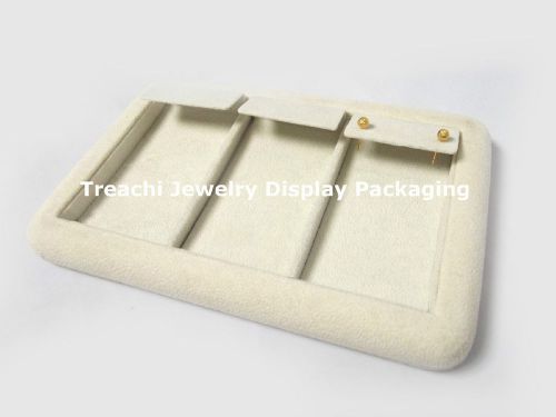 2015 New 3 Pairs Jewelry Display Tray Holder Beige Velvet for Earrings Studs