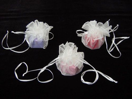 50 pieces white Circle Organza Bags Wrap Pouches Diameter:26cm = 10inch AH16c12