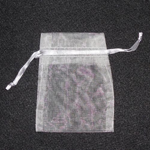 Translucent Gray Nylon Drawstring Jewelry Pouches - 3 x 4 - Lot of 10