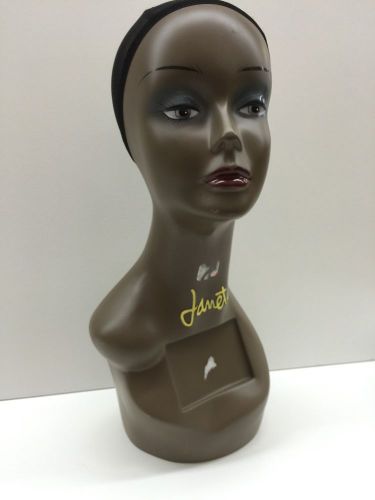 MANNEQUIN HEAD DISPLAY WIG HOLDER PLASTIC PVC 18&#034; TALL Janet #15