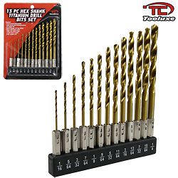 13pc Hex Shank Titanium Drill Bit Set (Quick Change)