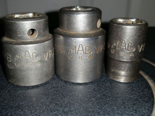 Three MAC Tools 6pt. 1/2&#034; Drive Impact Sockets 9/16 * 7/8 * 15/16