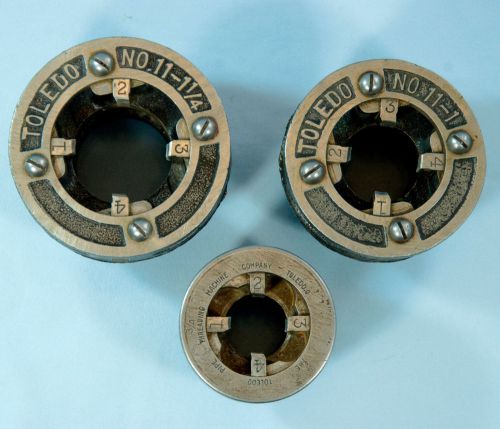 Toledo no. 11 die heads -1” &amp; 1 1/4 ” plus a  3/4 &#034; pipe conduit threader threading for sale