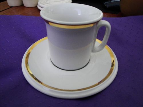 5 Vtg ACF White Gold Espresso Cup /saucer Com&#039;l Grade