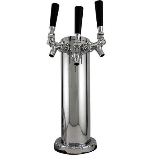 Triple Tap Stainless Steel Draft Beer Tower 4&#034; Dia - Bar Pub Kegerator Equipment