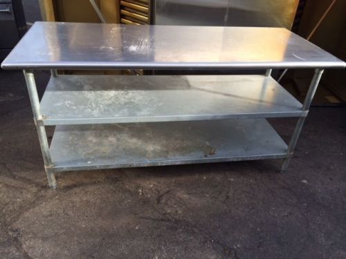 Advance tabco 6&#039; flat top work table with double under shelf for sale