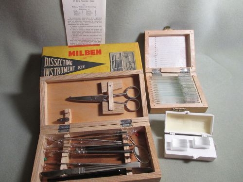VINTAGE  Medical Surgical Dissection Tool Kit Scapels, Tweezers, Slides &amp; Covers