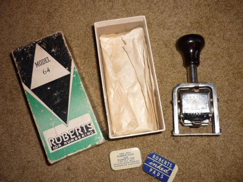 Vintage Roberts Model 64 Numbering Stamp Machine in Original Box