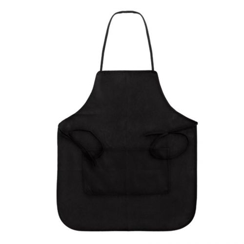 (2) Non-Woven Full Aprons with Front Pockets (black)